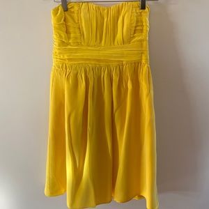 Yellow strapless dress